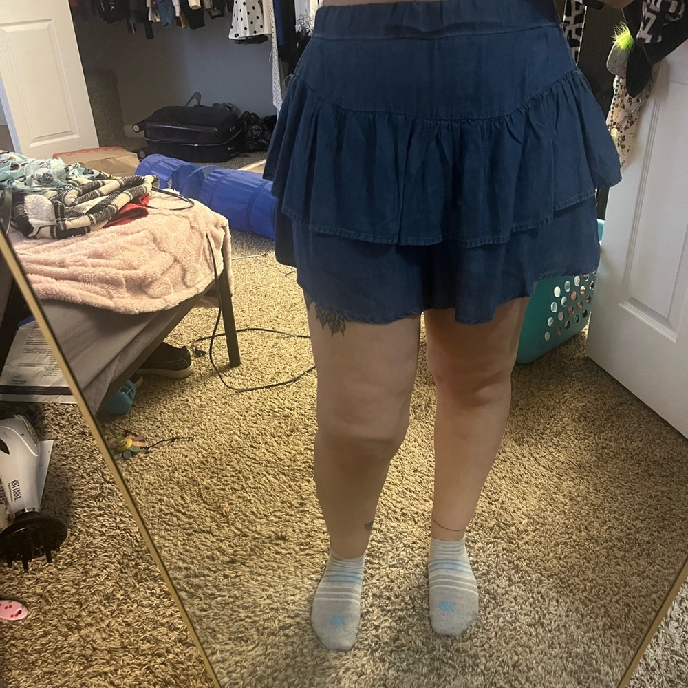 Women's Blue Layered Shorts